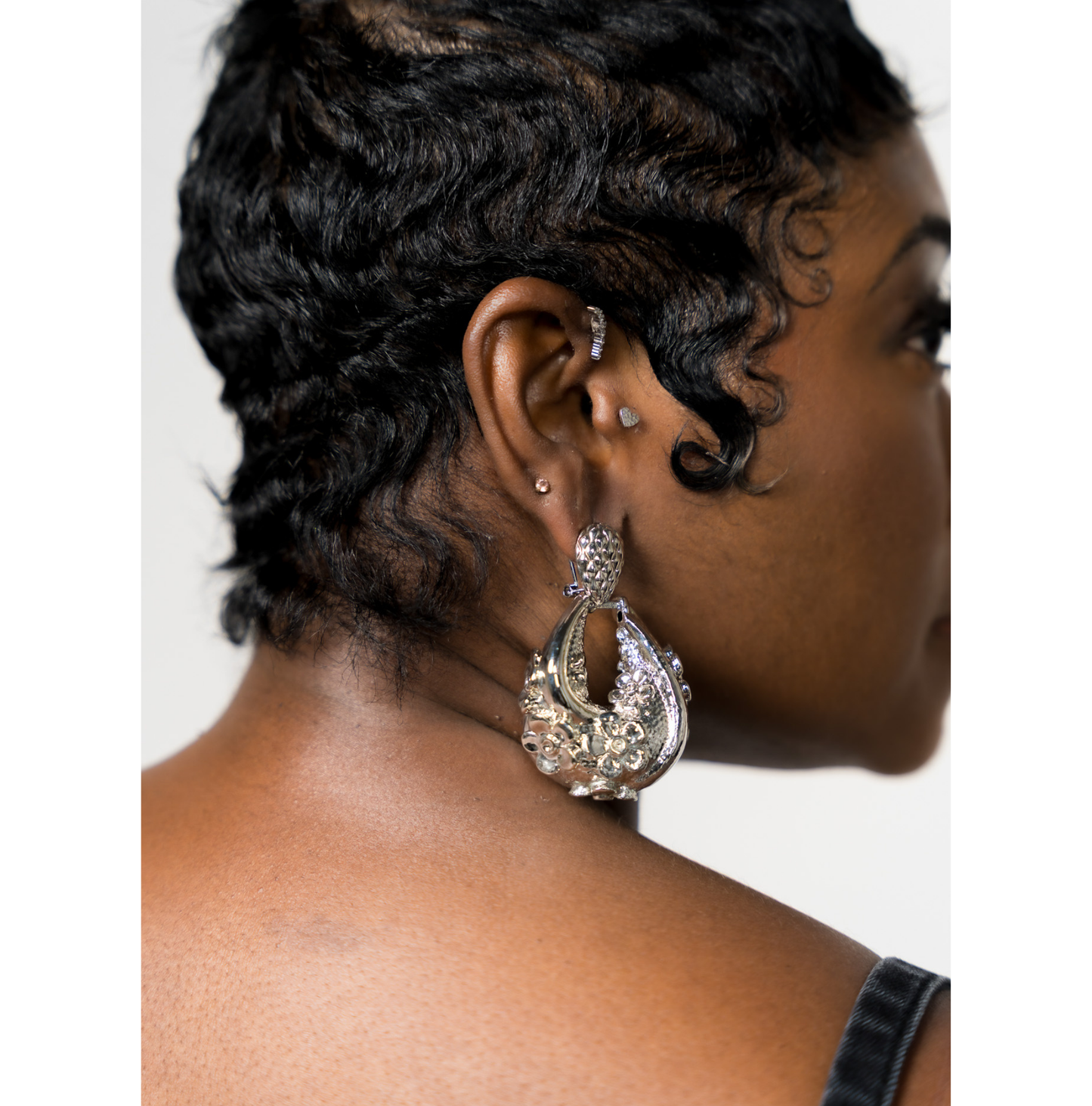 Chrome Crush Drop Earring