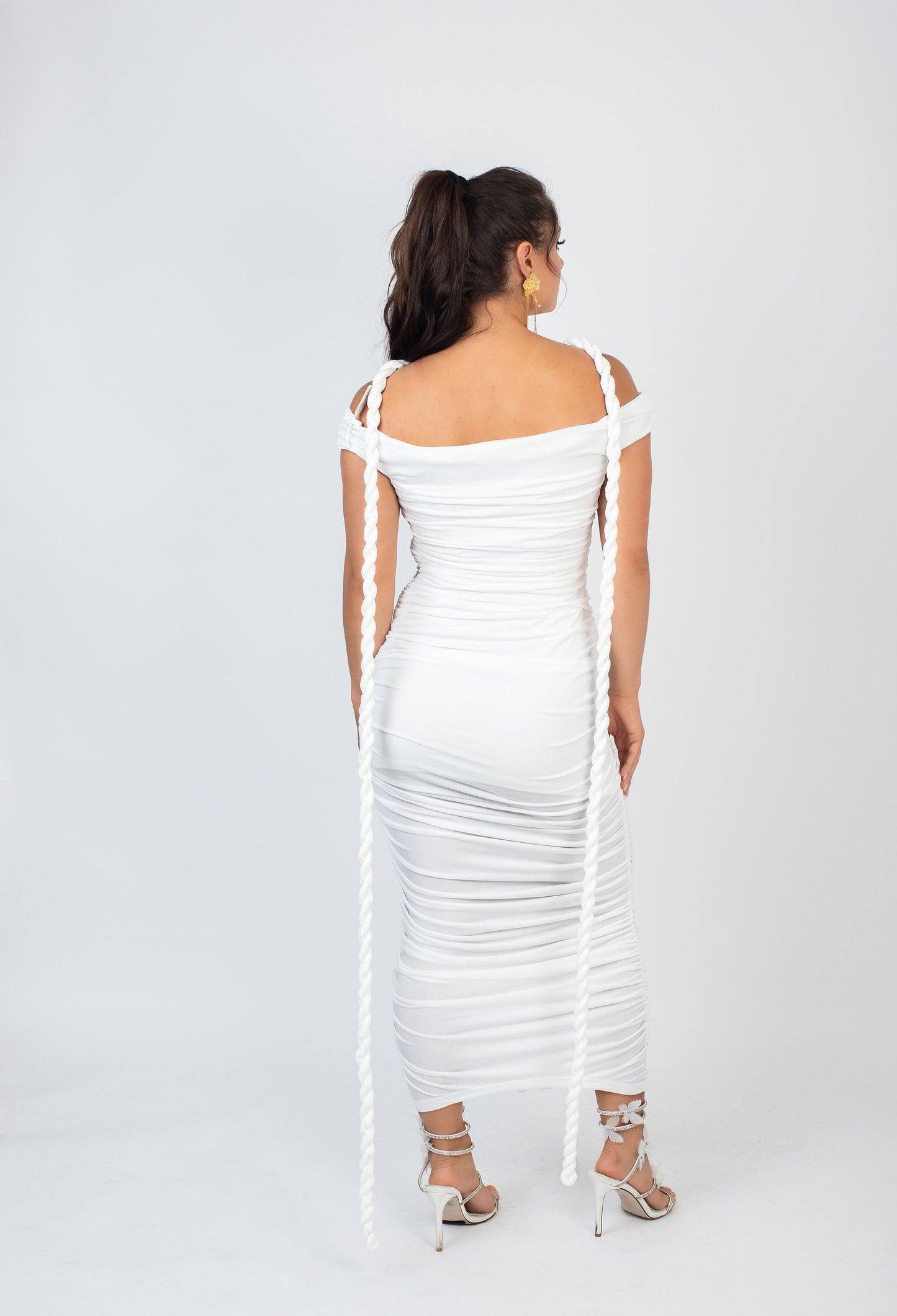 Twisted Ruched Off the Shoulder Bodycon Dress