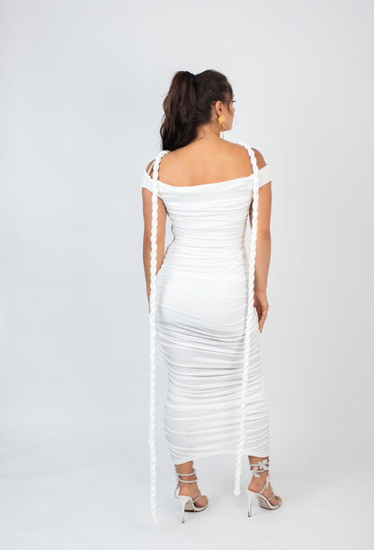 Twisted Ruched Off the Shoulder Bodycon Dress
