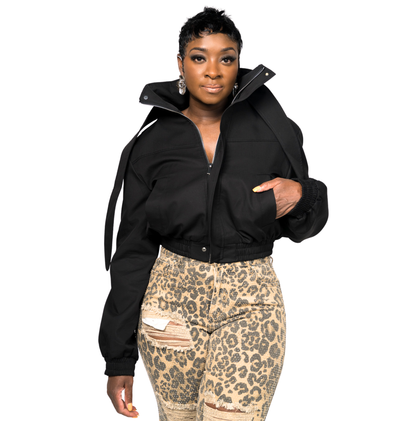 Night Shade Cropped Bomber Jacket