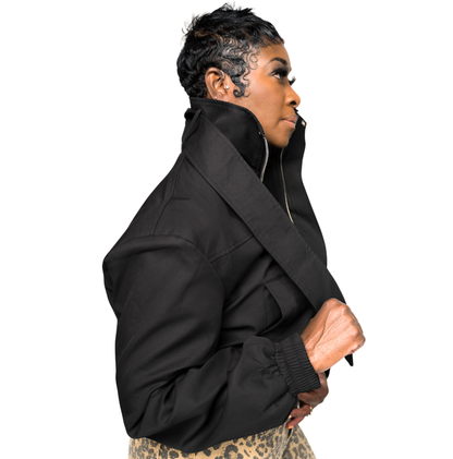 Night Shade Cropped Bomber Jacket
