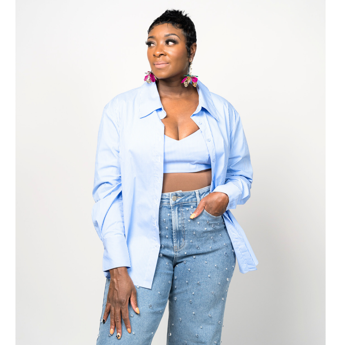 Soft Focus Bra-Button Up Shirt