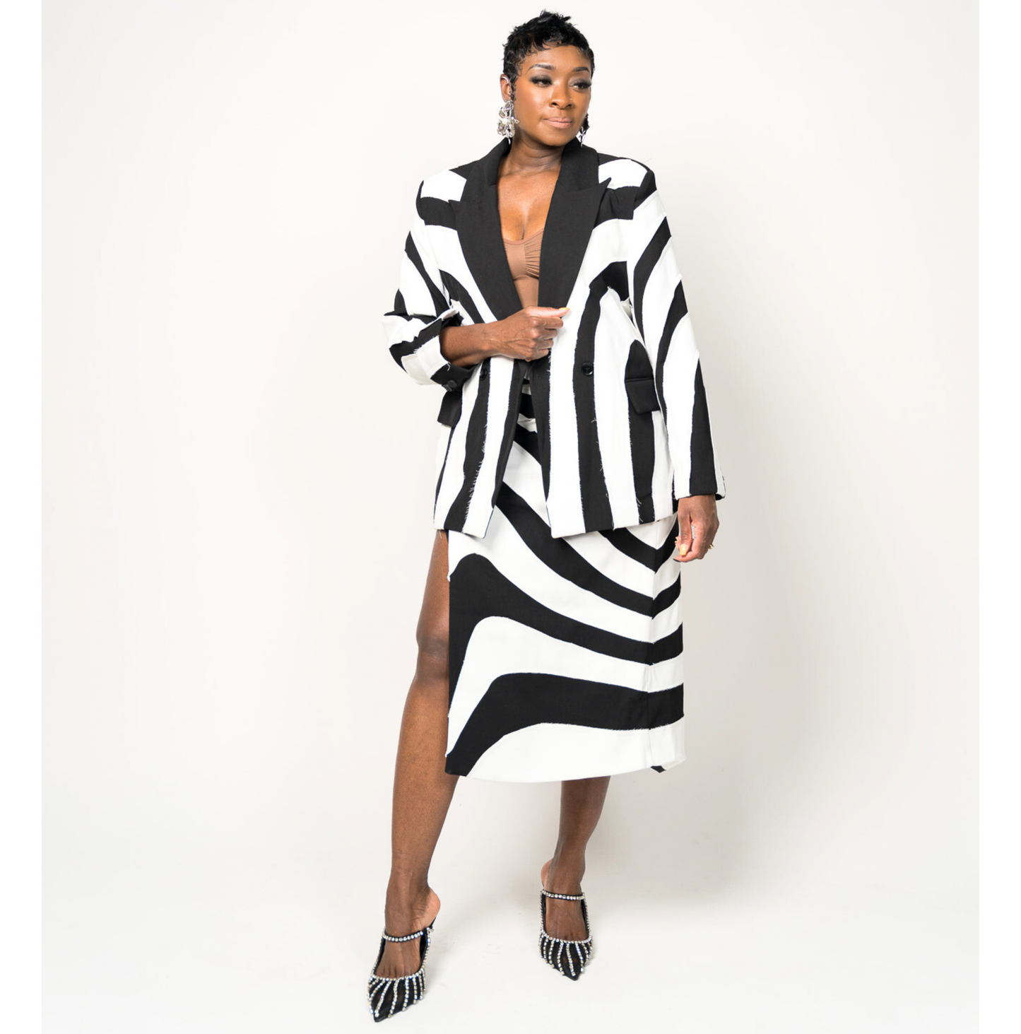 Artistic Stripe Structured Blazer