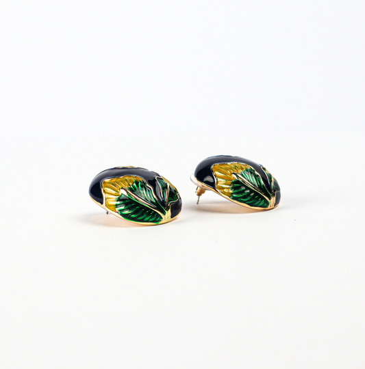 Leaf of Faith Button Earring