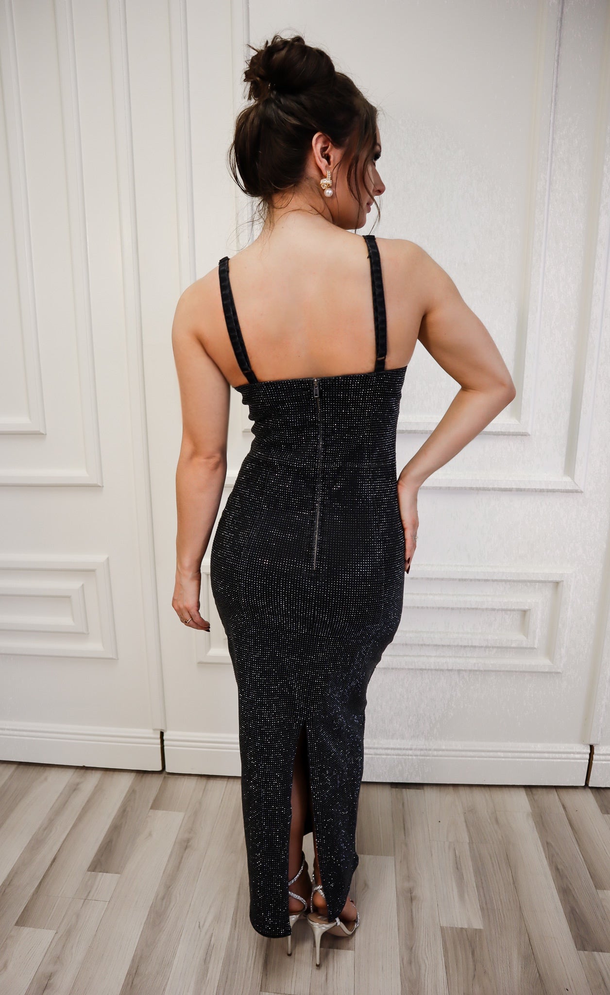 Black Star Studded Denim Maxi Dress