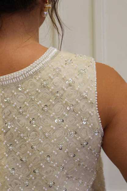 Ivory Dream Beaded Sleeveless Top