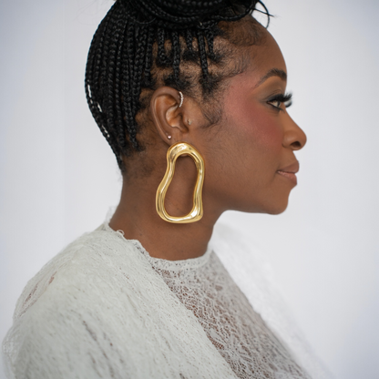 Liquid Form Gold Statement Earrings