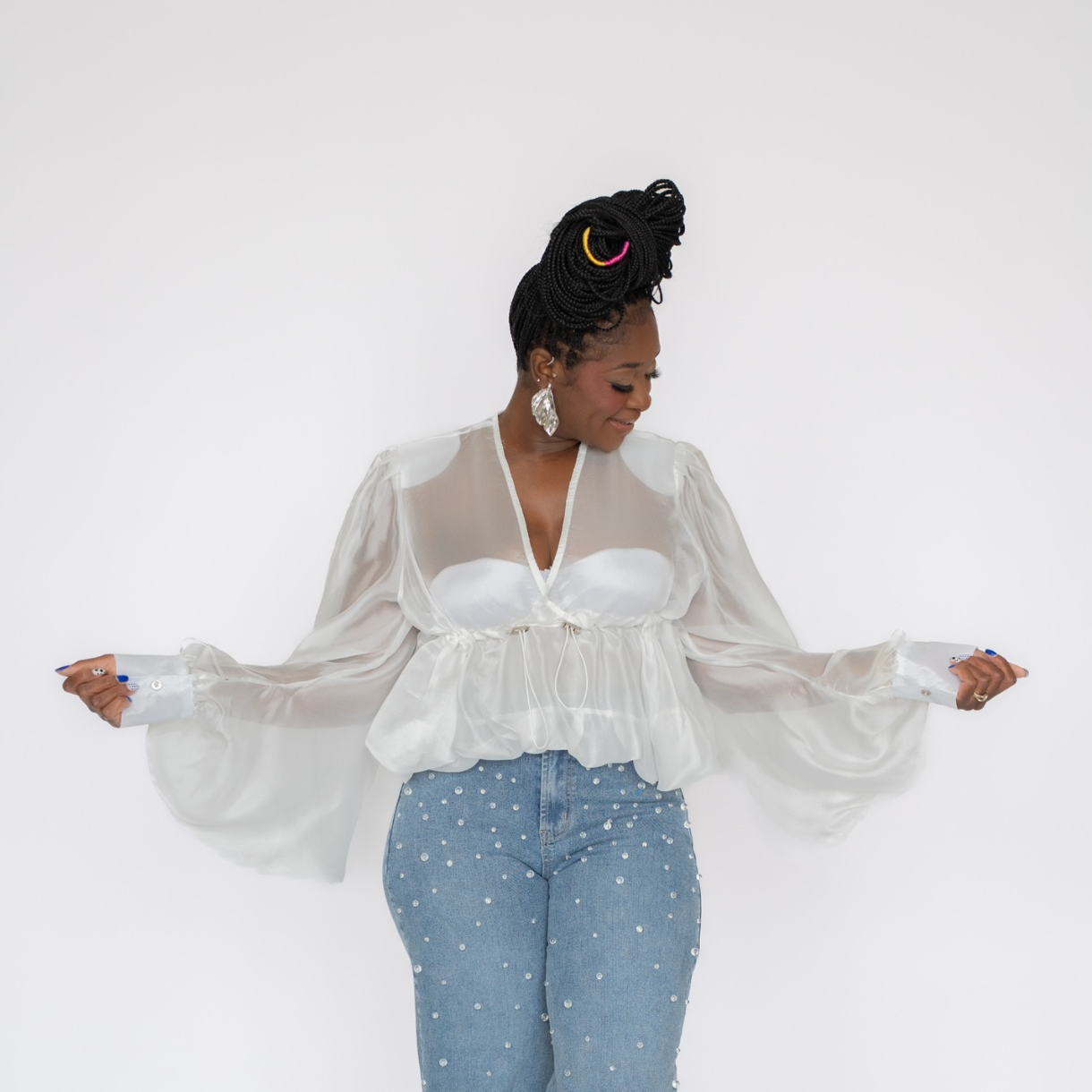 Cloud Whisper Drama Sleeve Top
