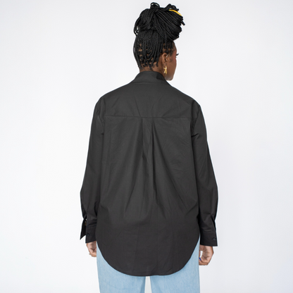 Denim Bow Button-Up Top